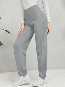 Mulvari Solid Colored Sweater Pants - Light Grey - View 3