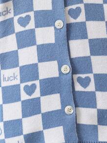 Baby Boys' Heart Checkerboard Pattern Cardigan - Blue - View 4