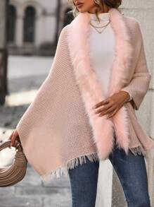 SHEIN LUNE Women's Batwing Sleeve Cardigan With Open Front - Baby Pink - View 6