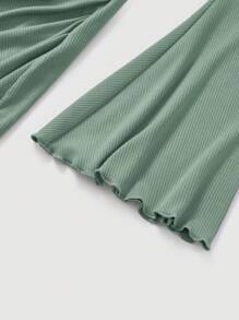 SHEIN MOD Solid Color Asymmetric Hem Ruffle Sleeve Dress - Green - View 4