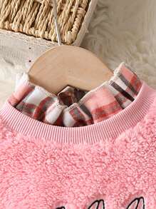 SHEIN Lässiges Und Warmes 2-teiliges Set Mit Plüschhasen-design Für Kleinkinder Und Mädchen Für Herbst Und Winter