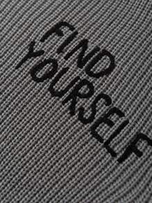 Manfinity Homme Suéter De Talla Grande Para Hombres Con Detalles Desgastados Y Estampado De Alfabeto - Gris Oscuro - Ver 7