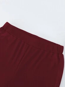 Chiquease Pantalones acampanados de unicolor para mujer - Rojo - Ver 7