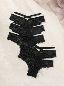 女款蕾絲十字肩帶內衣套裝（5件裝）內衣