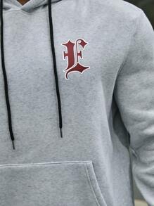 Manfinity Homme Conjunto De Dos Piezas De Sudadera Con Capucha Y Pantalón Deportivo Con Estampado De Letras De Talla Grande Para Hombre - Gris - Ver 6