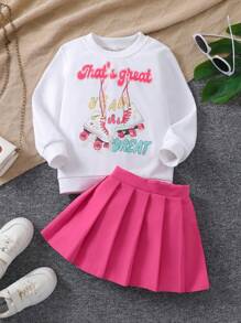 SHEIN 幼兒女童趣味滑冰鞋秋冬 2 件/套 - 白色 - 查看 1