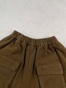Young Boy Elastic Waist Cargo Pants - Brown - View 5