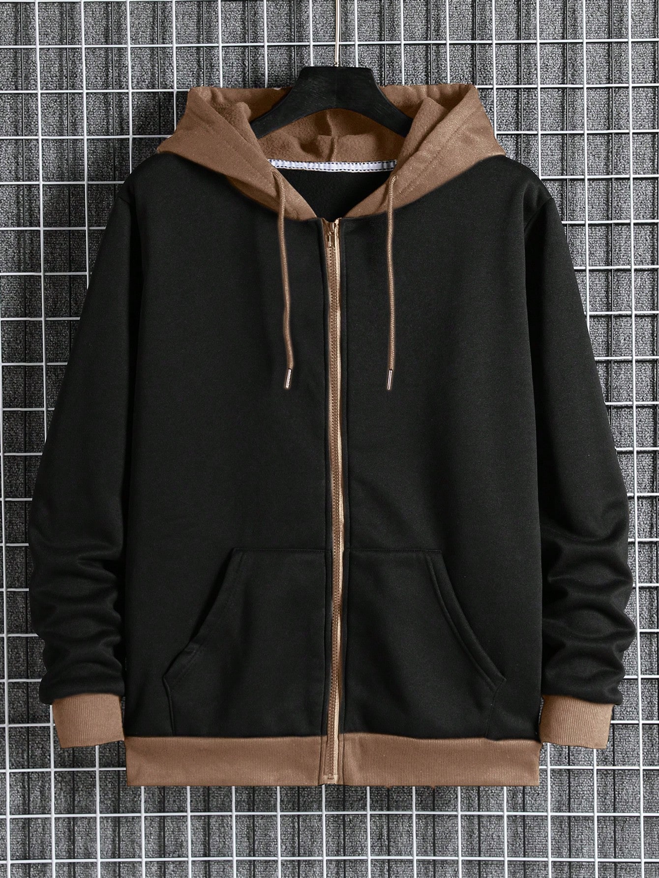 Men's Color Block Zipper Hoodie Sweatshirt