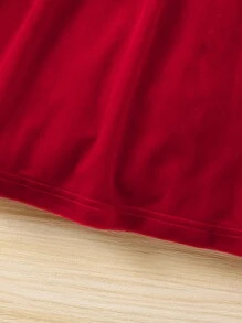 SHEIN 幼童女孩時尚泡泡袖公主裙 - 酒紅色 - 查看 3