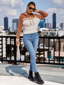 SHEIN Essnce 條紋連帽毛衣 - 彩色 - 查看 4