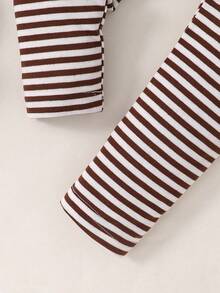 男孩舒適彈性卡通英文圖案條紋緊身春秋居家服兩件套裝 - 彩色 - 查看 6