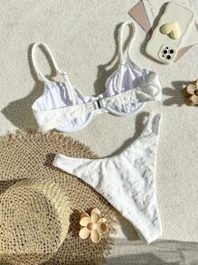 Swim Mod Bộ bikini thường ngày có dây đeo spaghetti màu trắng dành cho nữ đi biển mùa hè - trắng - Xem 2