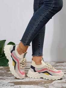 春秋季大码女士休闲舒适户外圆头运动鞋 - 彩色 - 查看 3