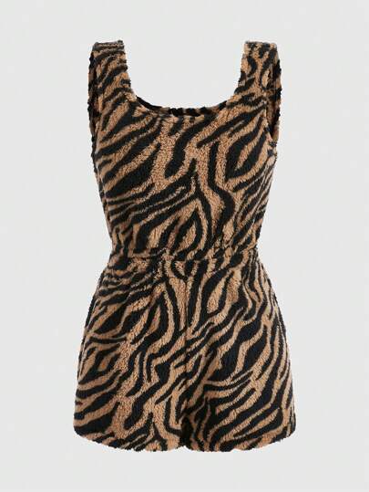 ROMWE Grunge Punk Women's Leopard Pattern Pajama Set