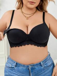 Plus Size Black Bra For Women - Black - View 1