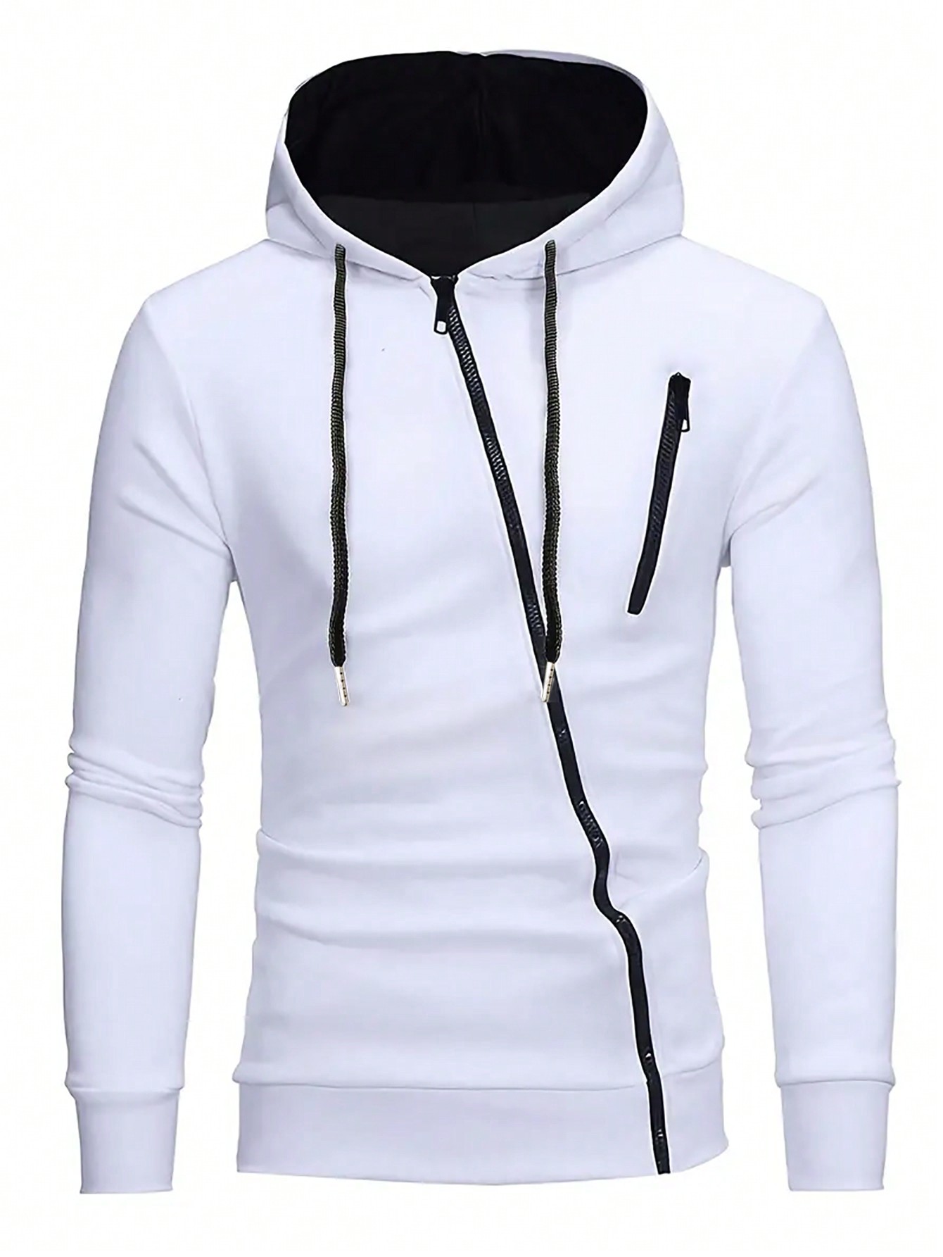 Manfinity Dauomo Men's Zipper Front Drawstring Hooded Sweatshirt