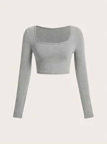 Muchica 多色针织女式修身 T 恤 - 黑與白 - 查看 7