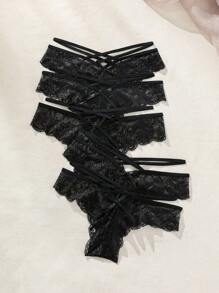 女款蕾絲十字肩帶內衣套裝（5件裝）內衣