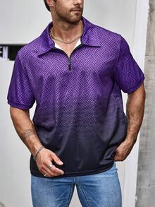 Manfinity Homme Men's Plus Size Gradient Polo Shirt - Purple - View 4