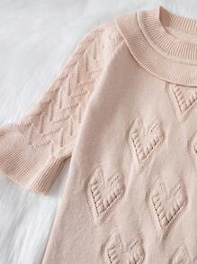 Infant Girls' Buttoned Diagonal Sweater Bodysuit With Knitted Pants