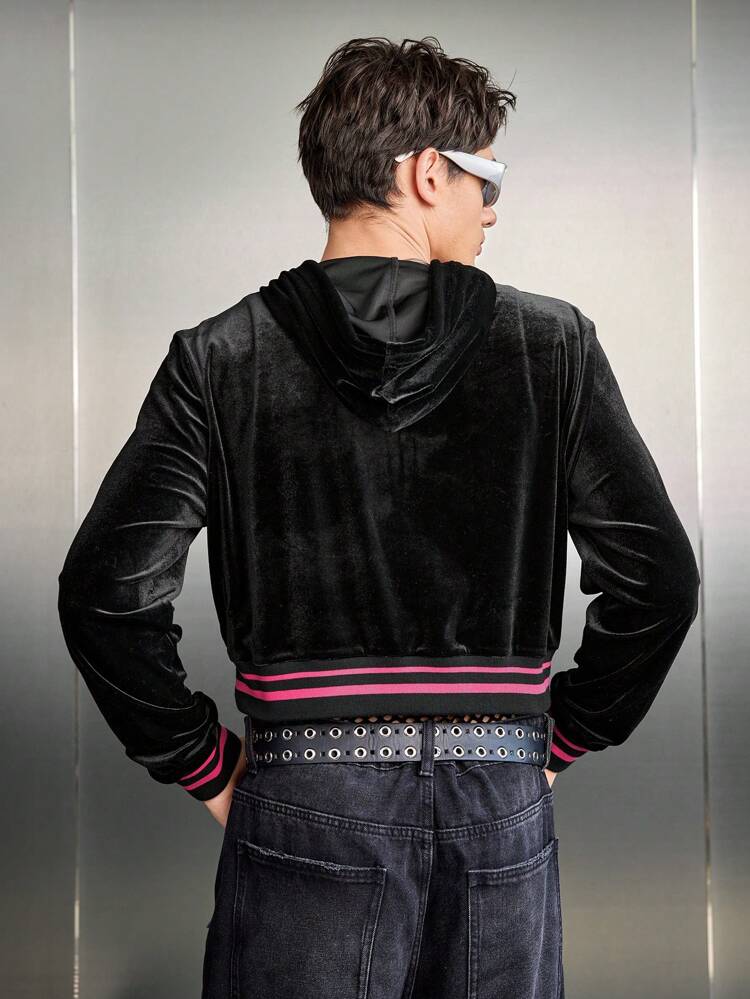 Men's Hooded Sweatshirt With Heart Print, For Fall Winter