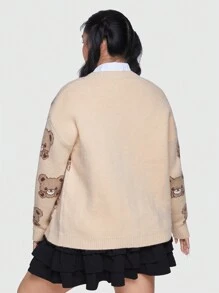 ROMWE Kawaii Của phụ nữ Kích thước lớn Hình con gấu hoạt hình Áo len Mở - Nhiều màu - Xem 3