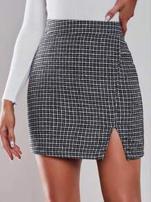 SHEIN Clasi Women Plaid Skirt - Black - View 1