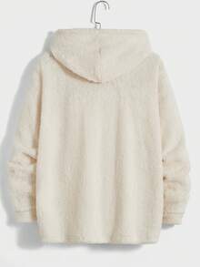 GENTILAND 宽松款男式纯色连帽羊毛夹克 - 米色 - 查看 2