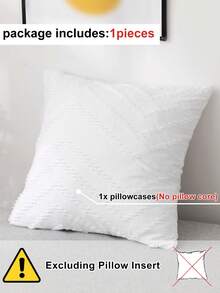 1 Pieza Funda De Cojín En Relieve Con Patrón De Flor Y Texturizada Con Ondas Blancas - Blanco - Ver 4