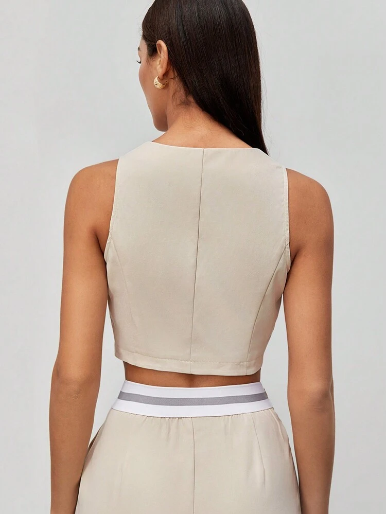 Women's Asymmetrical Hem Single-Breasted Vest Jacket