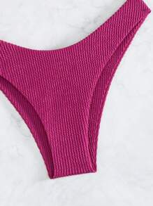 SHEIN Swim Ladies' Textured Fabric Triangle Bikini Set Summer - Rose Red - View 4