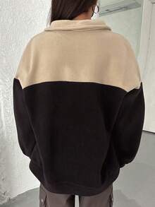 DAZY Nửa Zip Khối màu Áo nỉ Với dây kéo - Nhiều màu - Xem 2