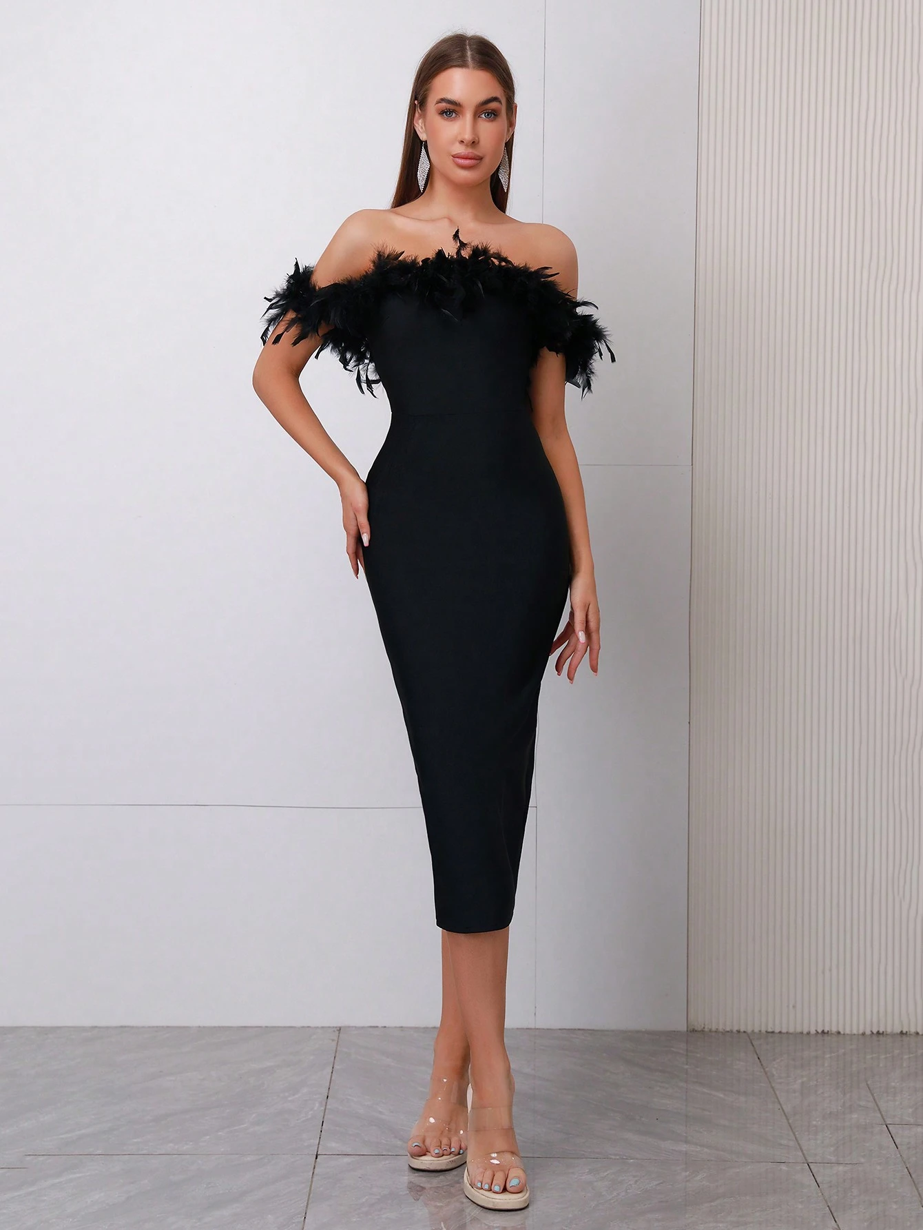 long blue satin dress A Line V Neck Prom Dresses with Leg Slit, Long Blue Sa Color:Sapphire Blue Black Puffy Sleeves Tulle ZMN142
