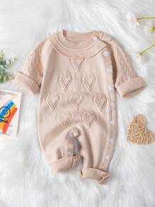 Infant Girls' Buttoned Diagonal Sweater Bodysuit With Knitted Pants