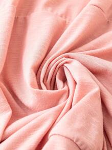 SHEIN LUNE Women's Plus Size Hooded Sweatshirt With Half Buttoned Front Pullover Fall Sweatshirt - Pink - View 5