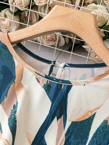 SHEIN LUNE Của phụ nữ Kích thước lớn In Vòng cổ Tay áo lồng đèn Áo sơ mi - Màu vàng - Xem 3