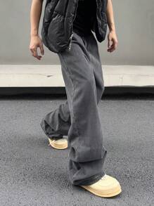 Manfinity Hypemode 男士寬腳牛仔褲,寬鬆版型 - 灰色 - 查看 7