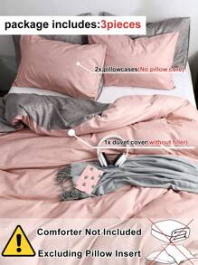 Solid Bedding Set Without Filler - Pink - View 4