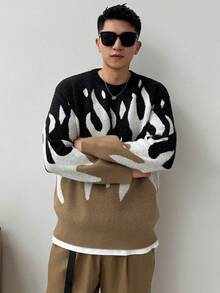 DAZY 男士撞色圆领毛衣商务装 - 彩色 - 查看 8