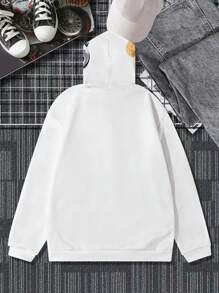 Manfinity Roghcode Loose Men's Cartoon Letter Printed Zip-Up Hoodie - White - View 2