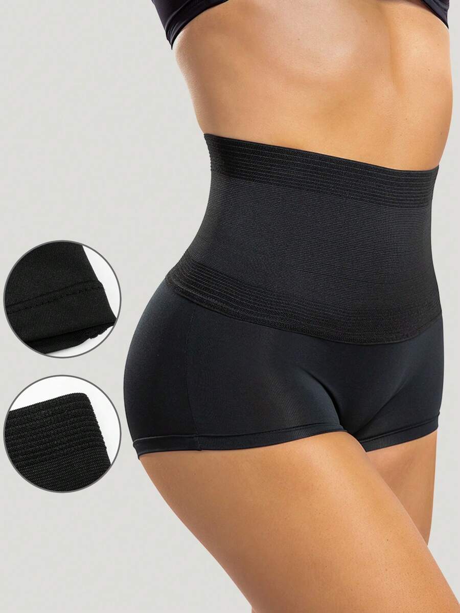 Women's High Stretch Black Plain Mini Shorts Casual Comfy Underwear - Black - View 1