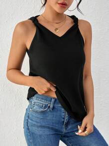 SHEIN Essnce 女式純色背心 - 黑色 - 查看 5