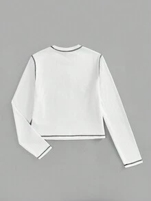 SHEIN EZwear 女款大尺碼長袖汽車字母印花 T 卹 - 白色 - 查看 2