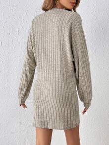 SHEIN Frenchy Vestido De Manga Murciélago De Color Liso Para Mujer - Albaricoque - Ver 2