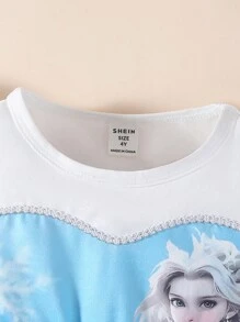 SHEIN Young Girl Princess Tutu Dress With Tulle Mesh Overlay - Blue - View 7