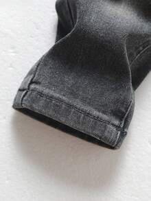 男嬰彈性腰帶破洞牛仔褲 - 黑色 - 查看 4