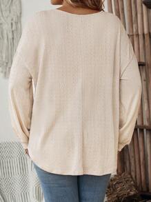 EMERY ROSE 大尺碼女式落肩 T 卹 - 卡其色 - 查看 2