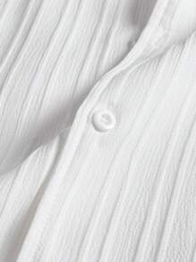 GENTILAND 宽松男士纯色口袋贴布休闲衬衫（非 T 恤） - 白色 - 查看 4