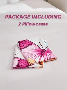 2 Fundas De Almohada Con Diseño De Mariposas Coloridas, Fundas De Almohada De Estilo Lindo Con Mariposas Coloridas, Adecuadas Para Todas Las Estaciones - Multicolor - Ver 5