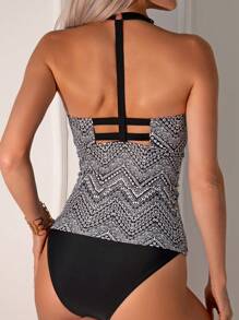 Swim Lushoire 印花肩帶無袖比基尼上衣,背部帶絲帶 - 彩色 - 查看 2